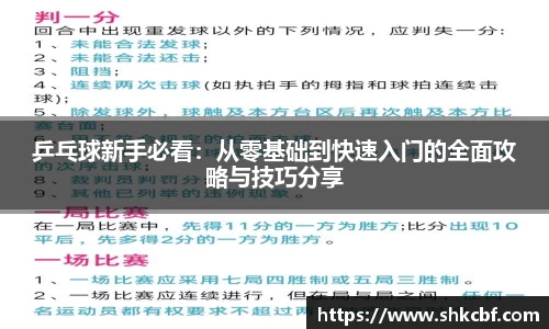 乒乓球新手必看：从零基础到快速入门的全面攻略与技巧分享